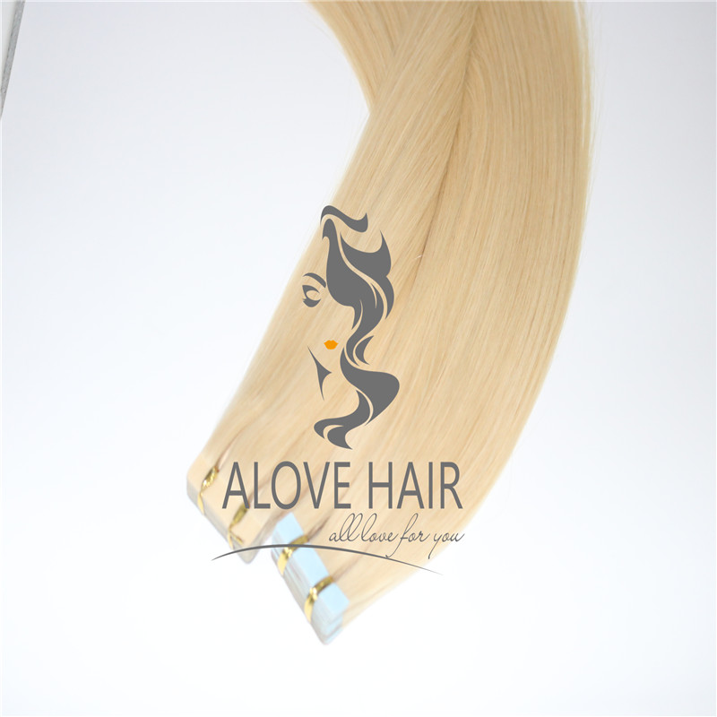 Blonde color tape ins extensions for thin hair 